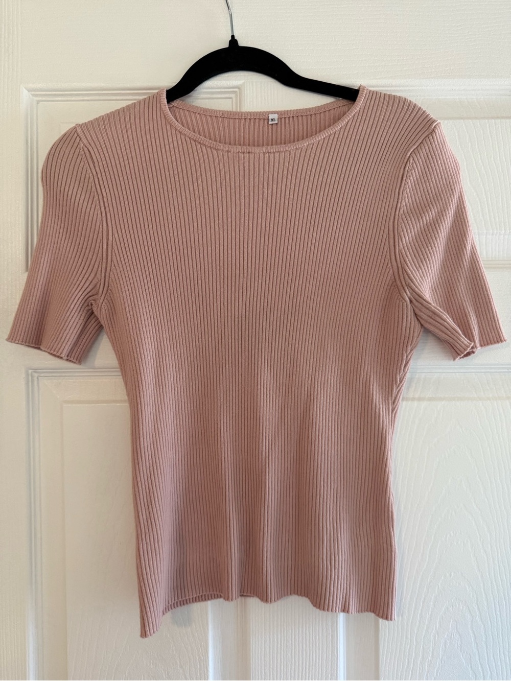Amazon Dusty Rose Ribbed Short Sleeve Top